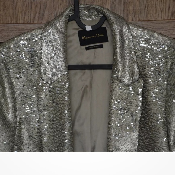 Massimo Dutti Silver Sequin Blazer - Picture 5 of 9
